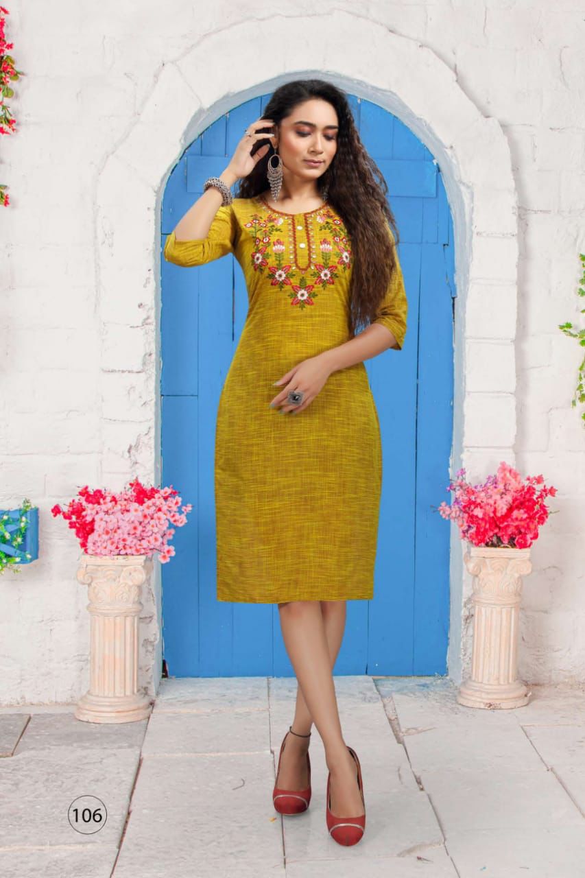 Love 101 Latest Ethnic Wear Heavy Cotton Embroidery Kurti Collection